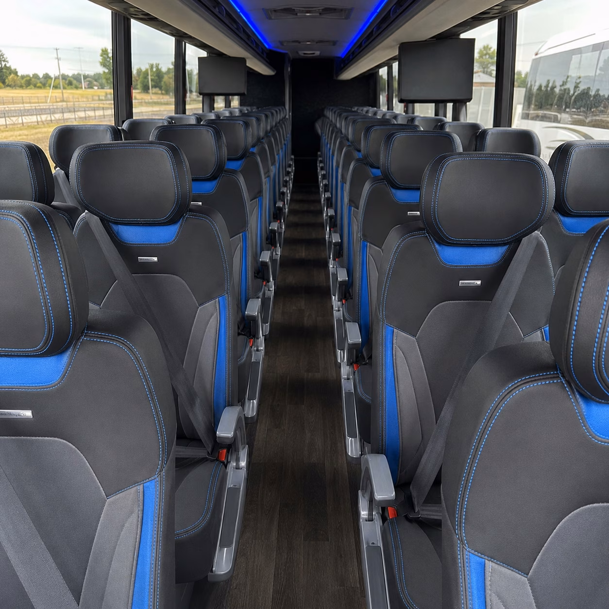 56 passenger charter bus inside