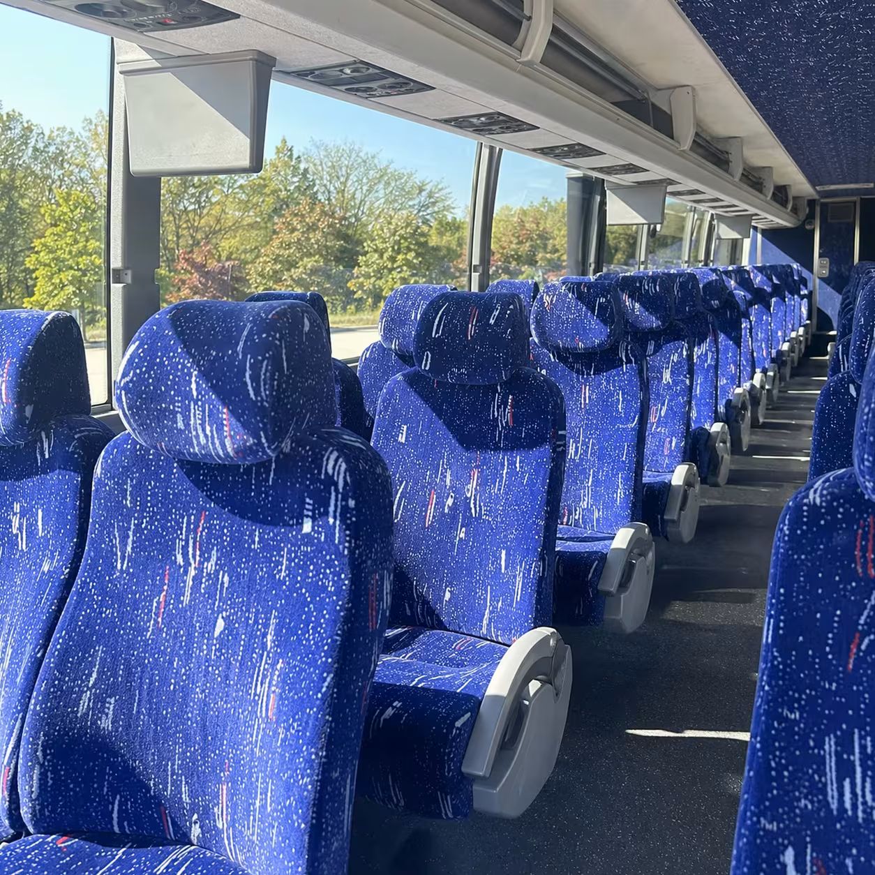 mobile charter bus rental inside