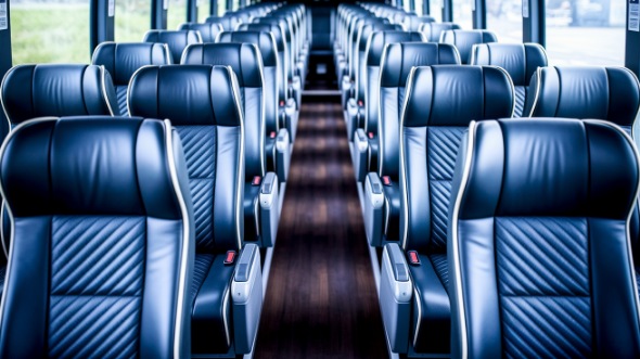 mobile 55 passenger charter bus inside
